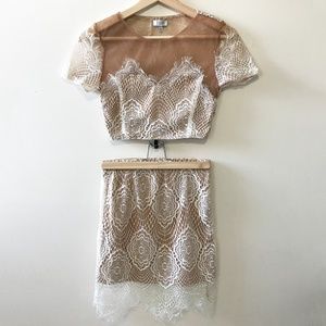 Nude and White Two Piece Dress - Tobi XS